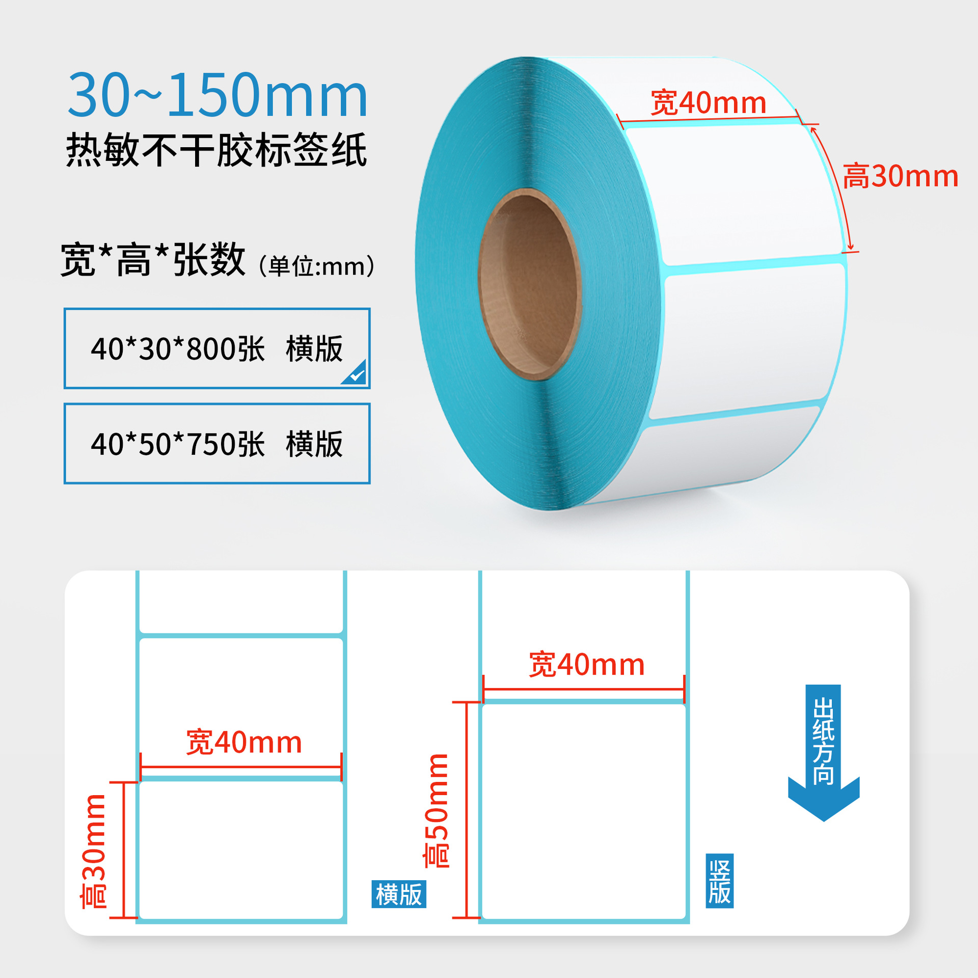 2024新款三防热敏标签纸不干胶标签60x40打印纸热敏纸100x100防水