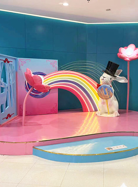 大型玻璃钢雕塑定制卡通彩绘吉祥物户外网红兔子摆件美陈系列