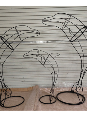 铁艺不锈钢镂空鲸鱼海豚网格编织酒店展厅海洋动物悬吊装饰品雕塑