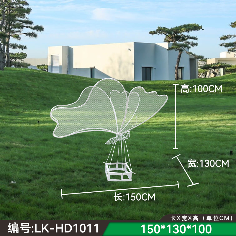 户外铁艺不锈钢镂空发光蝴蝶雕塑园林广场售楼部草坪景观装饰摆件 - 图1