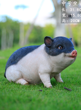 花园超市动物假猪装饰玻璃钢仿真小猪雕塑摆件树脂两头乌黑猪模型