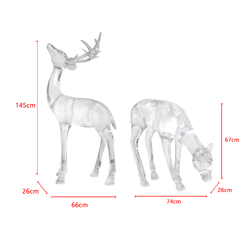 商场售楼处样板房大型透明树脂雕塑鹿摆件别墅庭院景观装饰工艺品 - 图0