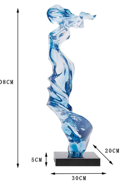 现代抽象透明树脂雕塑玄关大型落地摆件酒店样板间售楼处软装饰品