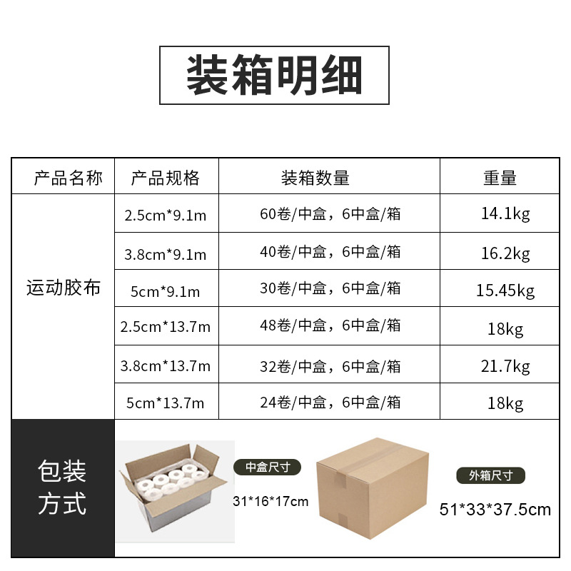 白贴布运动胶带足球排球篮球护踝绷带护指固定胶布肌贴护具运动贴