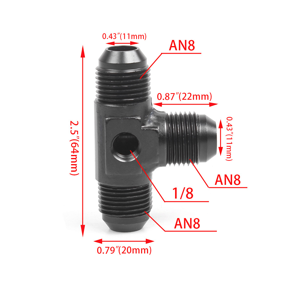 油冷接头刹车三通接头1/8快速连接油管转接头AN8-12汽车改装配件 - 图1