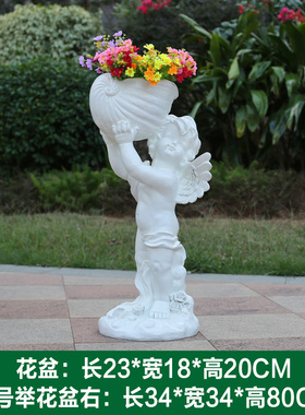 户外欧式人物大摆件别墅庭院花缸酒店婚庆装饰小品玻璃钢天使雕塑