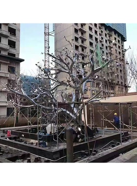 不锈钢松树柏树雕塑抽象仿真树广场公园别墅景观植物创意装饰摆件