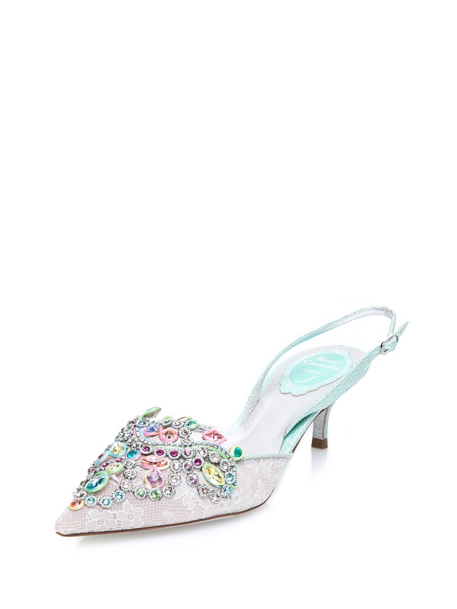 green low heel pumps
