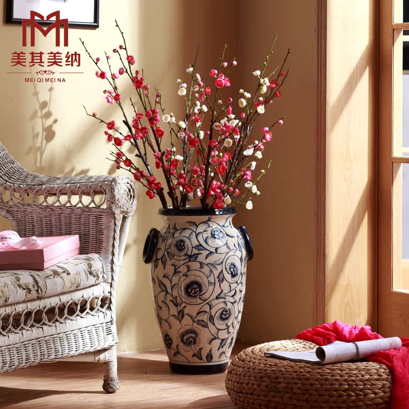 Retro Living Room Ceramic Flower Vase Suit Artificial Flowers Flower Vase Suit Artificial Flowers