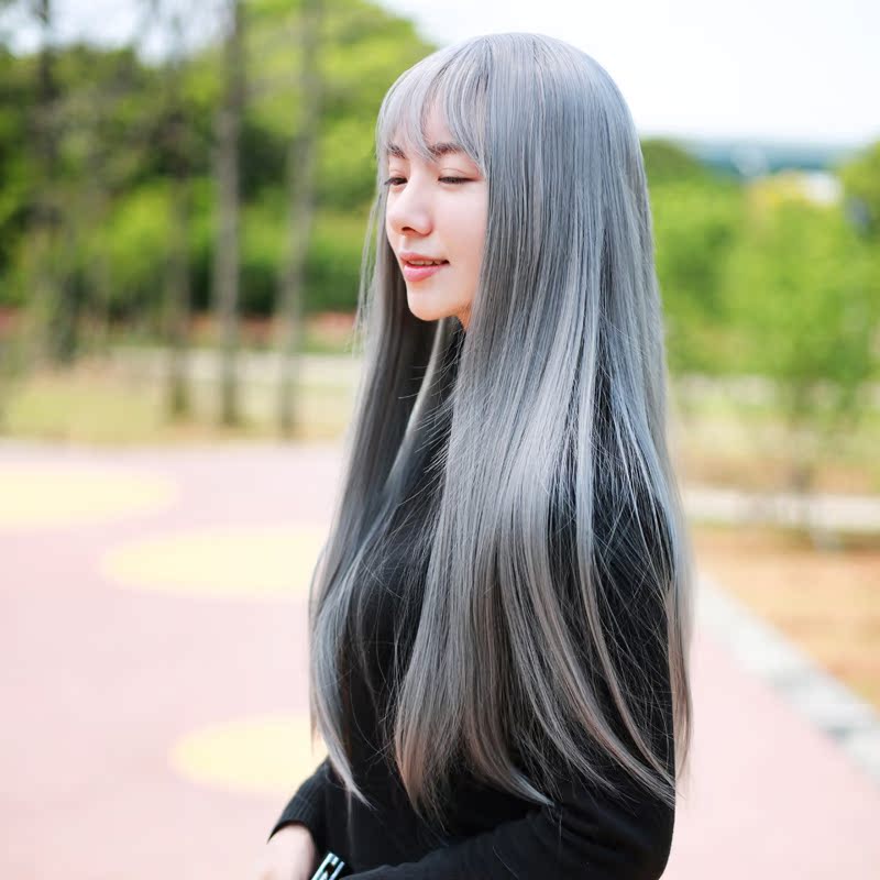 Buy Woman With Long Straight Hair Wig Repair Face Long Hair Half