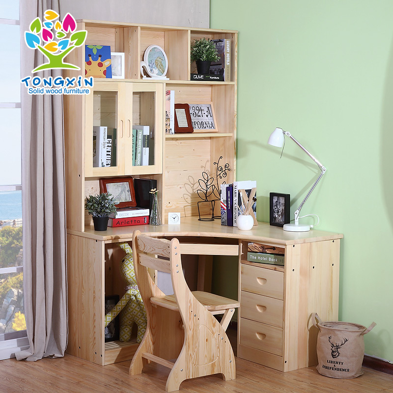 Buy Tong Xin Pine Wood Combination Bookcase Desk Corner Computer