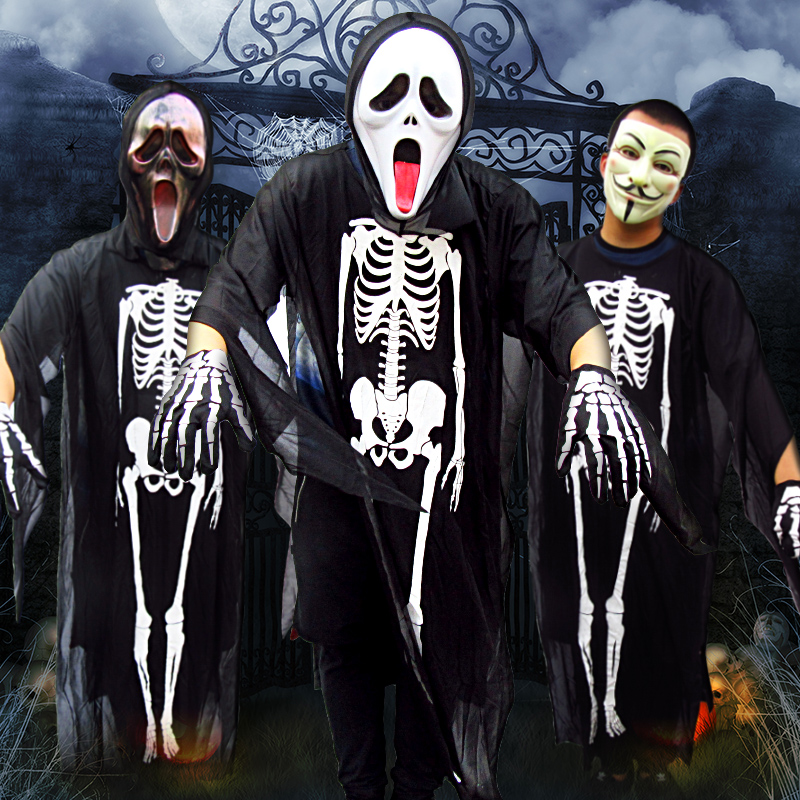 Halloween Ghost Costume Party Adults Clothes Scream Skeleton Ghost Devil Mask