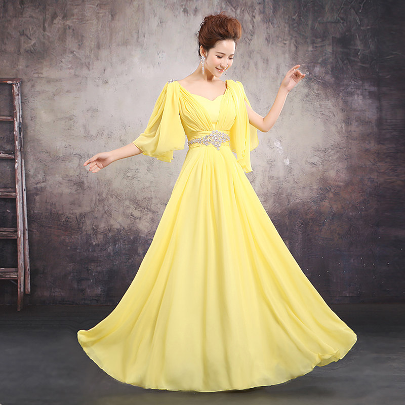 yellow engagement dress