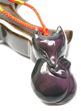 彩虹眼水晶礼品情人节黑曜石狐狸