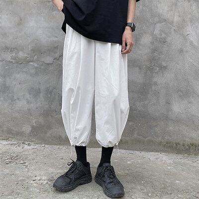 束脚裤子男夏季薄款冰丝阔腿冰感灯笼萝卜运动九分裤潮流百搭宽松