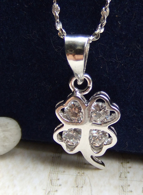 纯银日韩版精致四叶草情人节项链