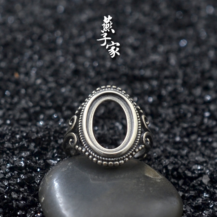Yanzijia sterling silver amber beeswax rough stone vintage ring setting