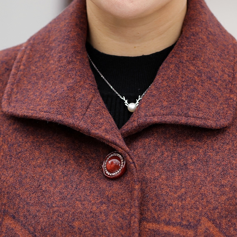 中老年女装妈妈装毛呢外套老年人奶奶秋冬款翻领呢子上衣婆婆春装