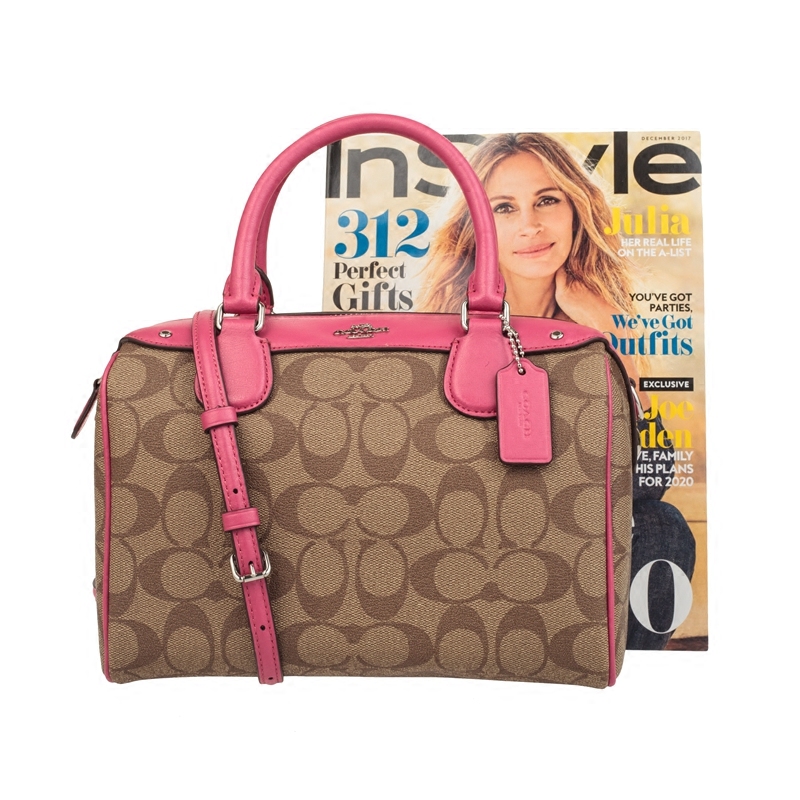 客邻尚品海外旗舰店COACH/蔻驰包包奥莱款小号女士PVC单肩斜挎手提波士顿桶包3