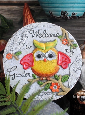 美式田园风花园猫头鹰挂件装饰品