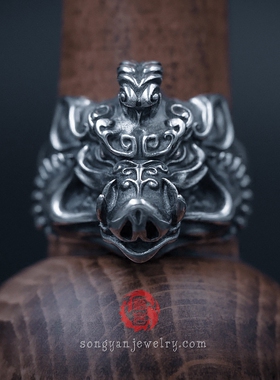 原创手工十二生肖男士霸气猪戒指
