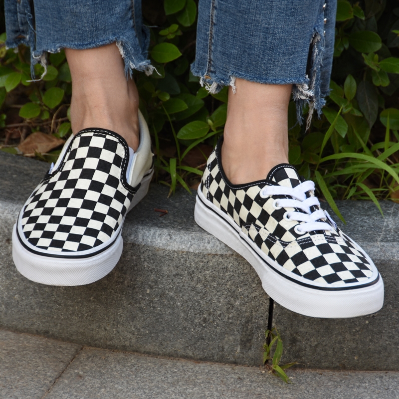 老张运动VANS SLIP-ON/AUT低帮黑白经典款棋盘格男女休闲帆布鞋VN-0EYEBWW0