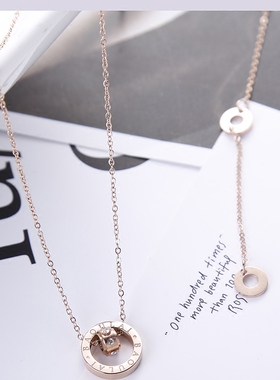 韩国戒指短款钛钢玫瑰金锁骨链