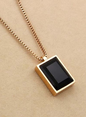 韩版时尚气质18k黑色水晶玫瑰金