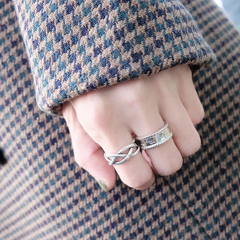 Japanese and Korean style sterling silver wide-faced opening ring