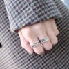 Japanese and Korean style sterling silver wide-faced opening ring