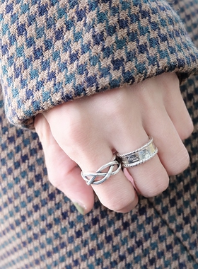 日韩风纯银宽面开口戒指