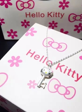 925纯银凯蒂猫儿童甜美钥匙项链