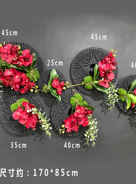 新中式风圆形植物花艺原创装饰品