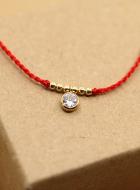 锆石极细金珠多色手绳原创定制