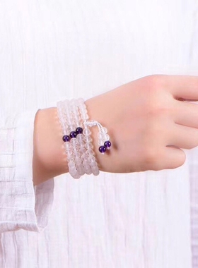 【保真】天然白水晶108粒磨砂