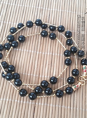 黑玛瑙水晶毛衣民族风项链金色直管泰国佛牌挂链可定制其他款式