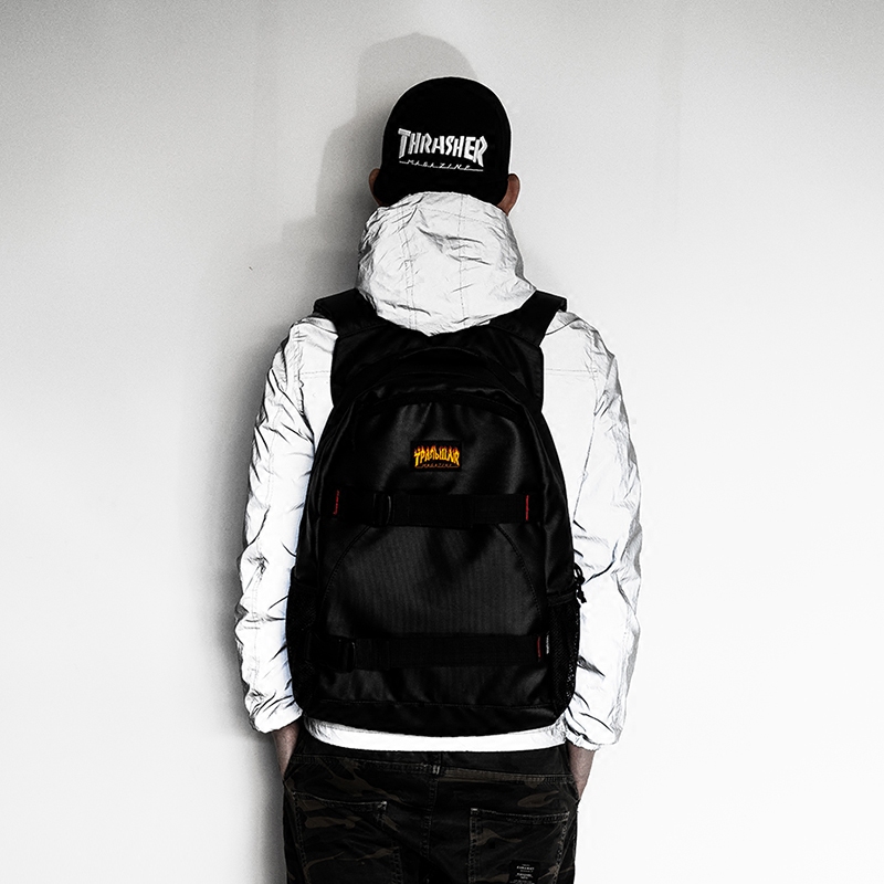 潮牌嘻哈滑板背包男生双肩包潮牌原宿时尚潮流大容量高中学生书包 - 图0