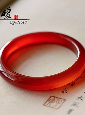 天然玛瑙手镯冰种复古女