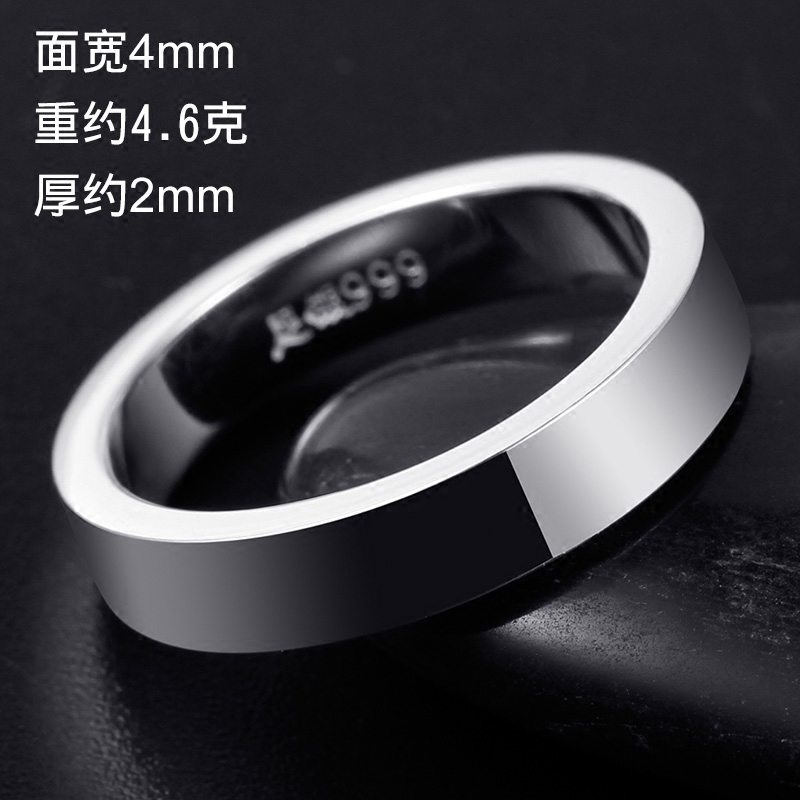 纯银单身个性999宽素圈嘻哈银戒指 gde戒指/指环