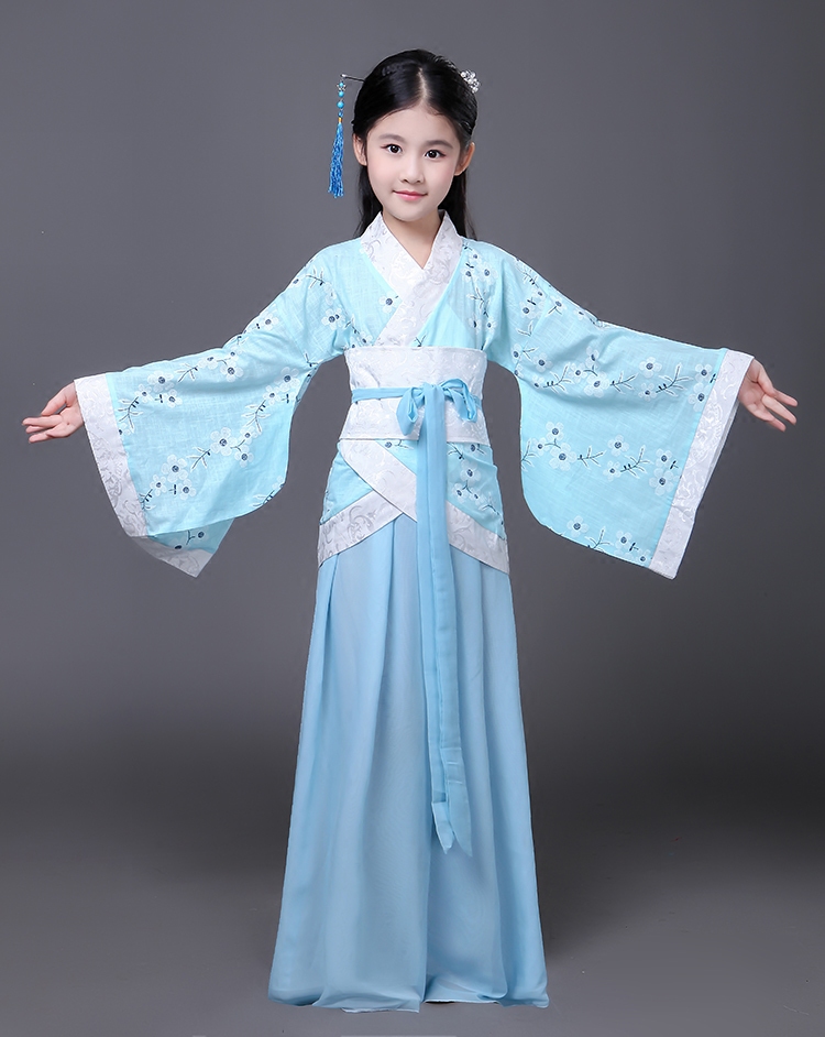 儿童古装汉服 女童古装仙女演出服古代公主古筝汉服影楼写真服装