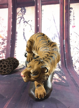 老虎十二生肖石湾公仔动物工艺品