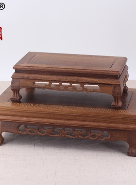 盆景花瓶石头长方形红木工艺品