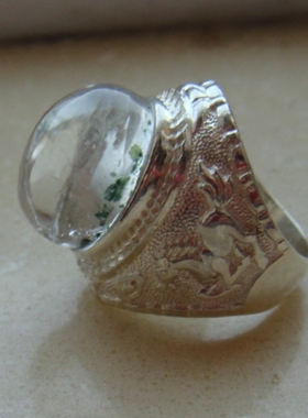 珠宝纯银包裹绿碧玺霸气风戒指