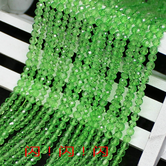 天然水晶 绿宝万能切面散珠2-3mm清晰绿刻面串珠 DIY材料配件 - 图0