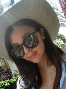 千颂伊黑超太阳眼镜女潮圆脸豹纹