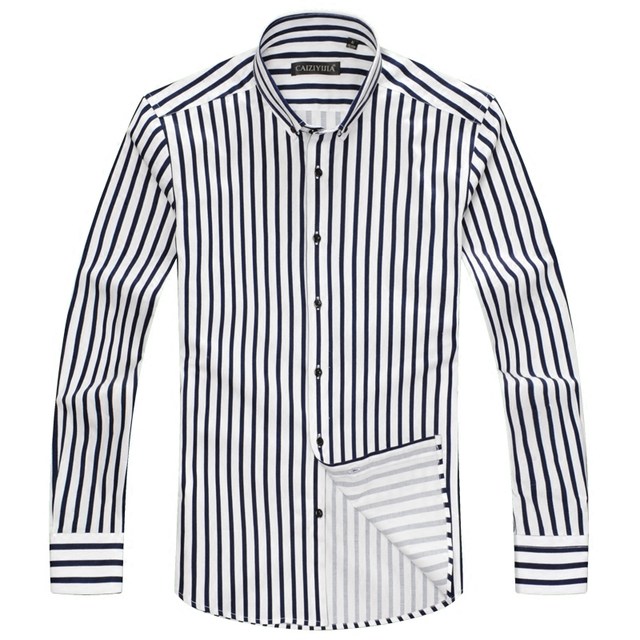 Tide brand striped shirt men's Korean version of self-cultivation cotton casual trend handsome inner inch shirt plaid shirt men's long sleeves