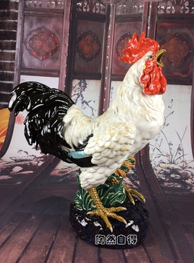 金鸡报晓吉祥物陶瓷招财风水摆件