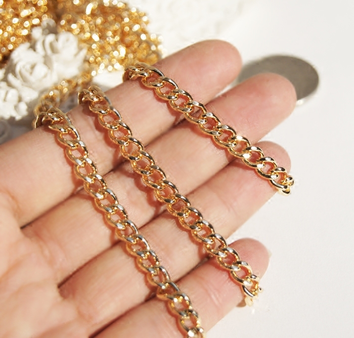 diy 高品质金属链浅金色 5毫米宽 细链  配件饰品链条 装饰链,淘宝优惠券,粉丝福利购,淘宝优惠卷