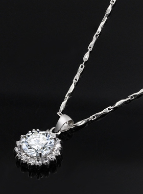 项链短款镶钻生日礼物银吊坠