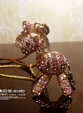 质感七彩闪亮青梅竹马毛衣项链